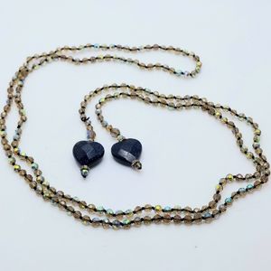 43 Inch Lariat Style Necklace with AB Crystal Beads